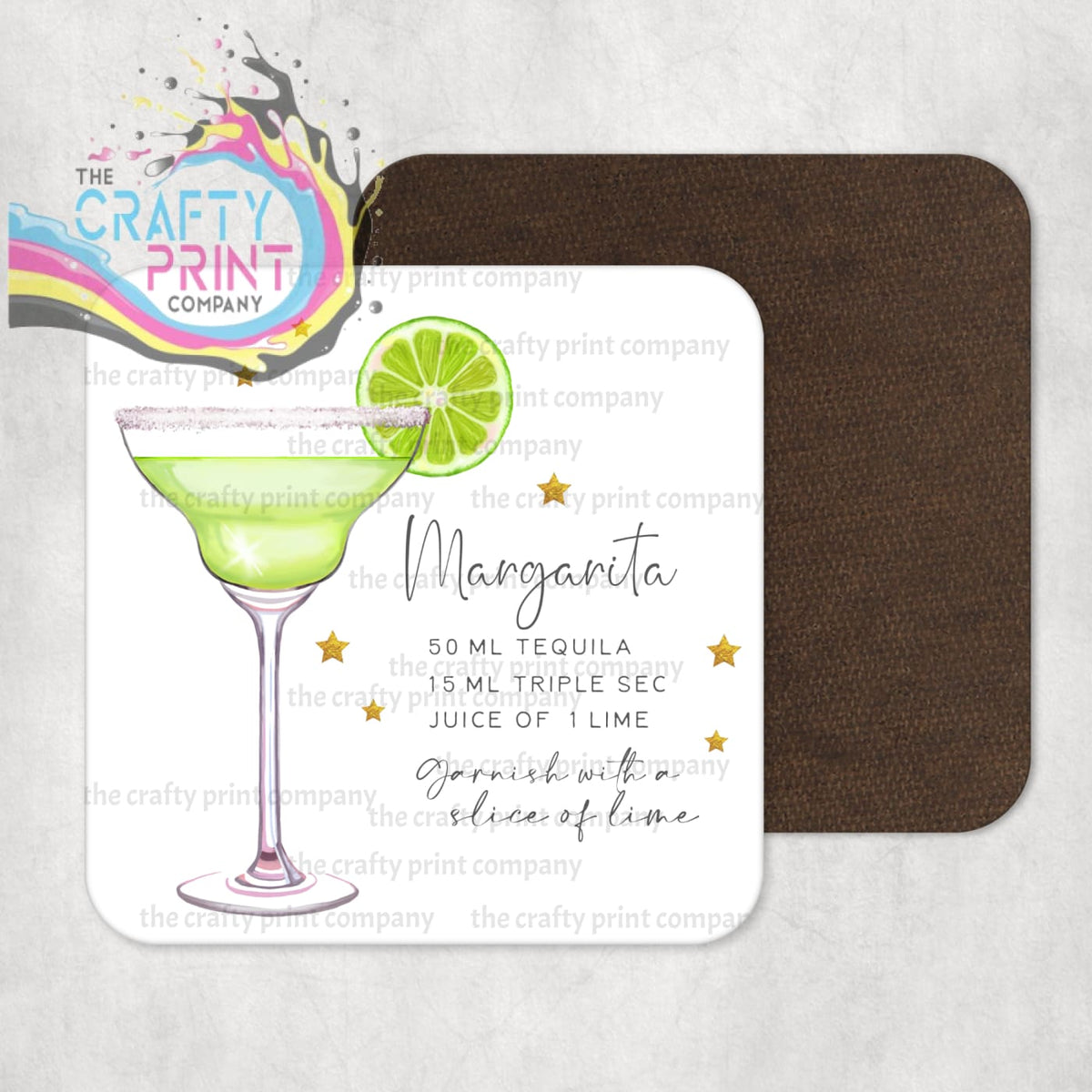 Margarita Cocktail Recipe Coaster The Crafty Print Company