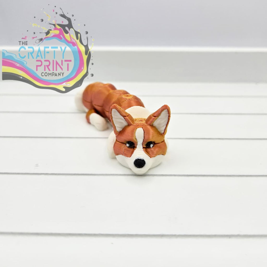 3D Printed Corgi Articulated Flexi Keyring/Fidget - Without