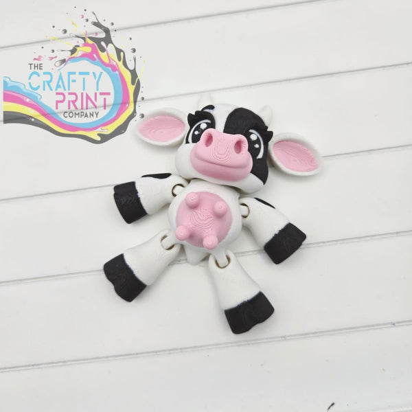 3D Printed Cow Articulated Flexi Fidget - Keychains