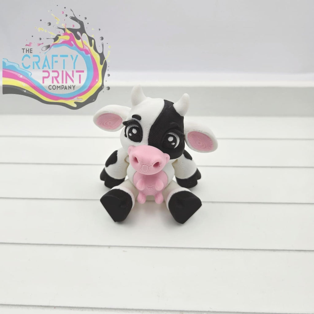 3D Printed Cow Articulated Flexi Fidget - Keychains