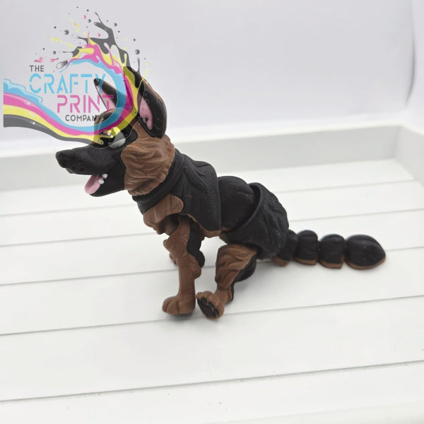 3D Printed Cute German Shepherd Dog Articulated Fidget