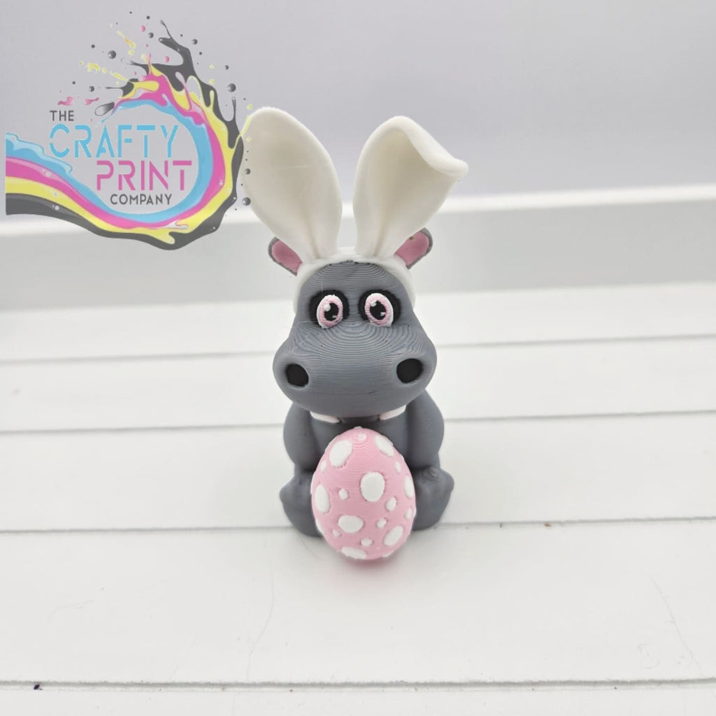 3D Printed Cute Hippo Wearing Bunny Ears - Home & Garden >