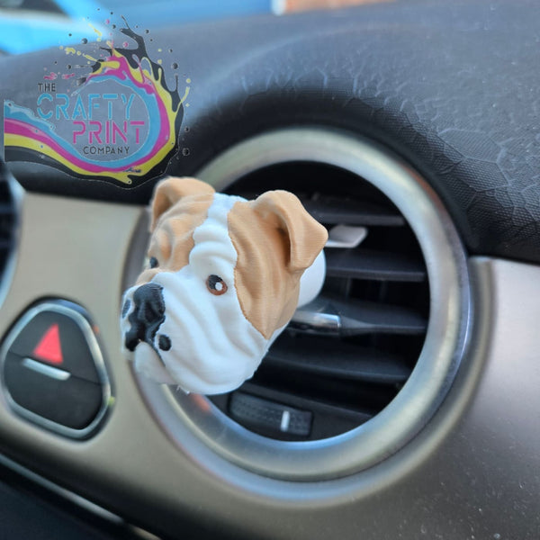 3D Printed English Bulldog Car Air Freshener Vent Clip