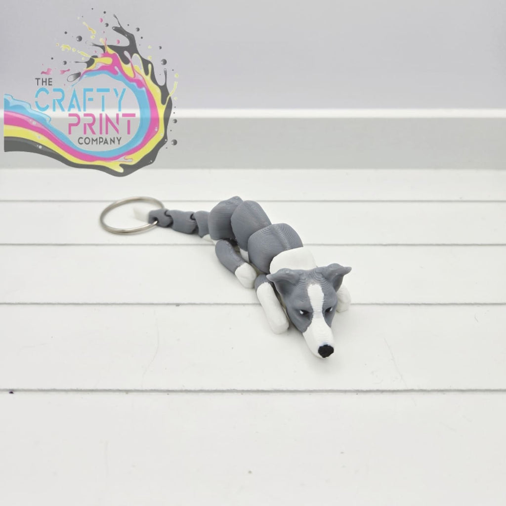 3D Printed Greyhound Dog Articulated Flexi Keyring/Fidget