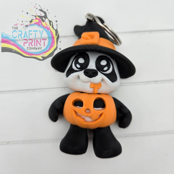 3D Printed Pumpkin Panda Articulated Flexi Keyring/Fidget