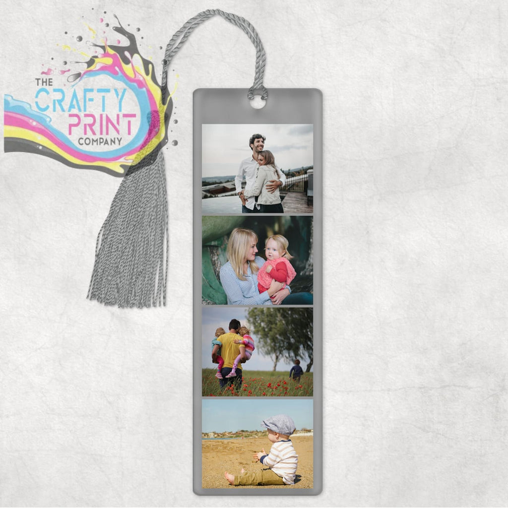 4 Photo Personalised Bookmark Grey Background - Bookmarks