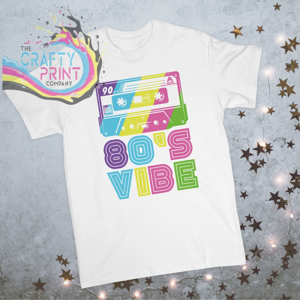 80’s Vibe Retro Tape T-shirt - White - Shirts & Tops