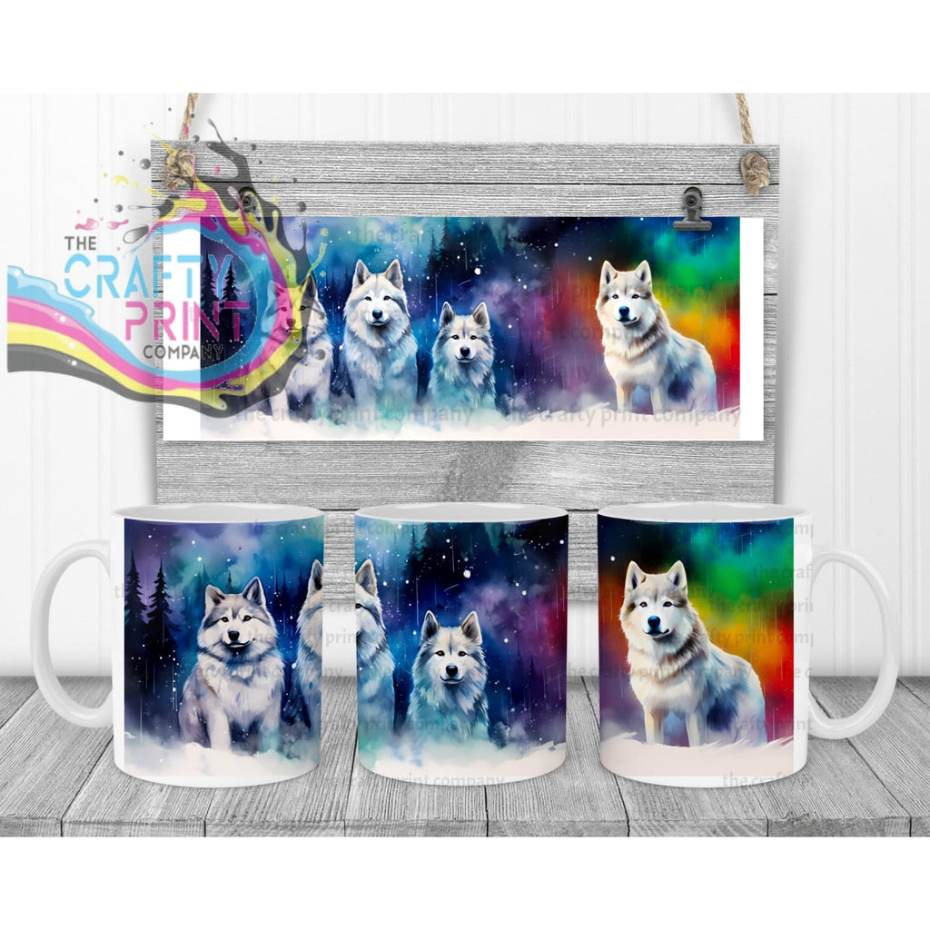 Aurora-Borealis Dog Mug - White Handle & Inner - Mugs