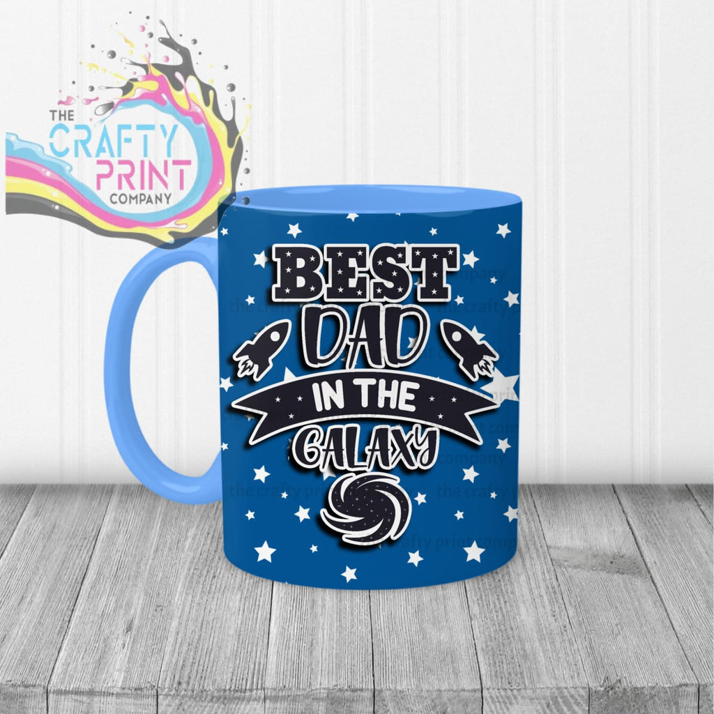 Best Dad in the Galaxy Mug - Blue Handle & Inner - Mugs