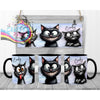 Black Cat Funny Faces Mug - Handle & Inner - Mugs