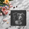 Border Collie Engraved Slate Coaster - Square