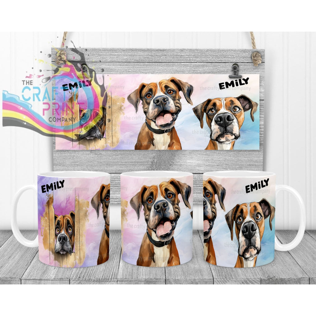 Boxer Dog Funny Faces Mug - White Handle & Inner - Mugs