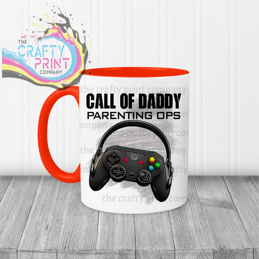 Call of Daddy Parenting Ops Mug - Red Handle & Inner - Mugs