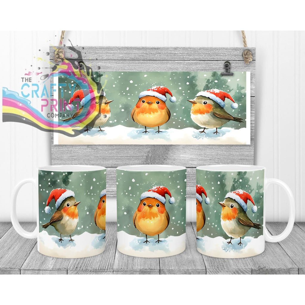 Christmas Robin Mug - 11oz Ceramic / White Handle & Inner