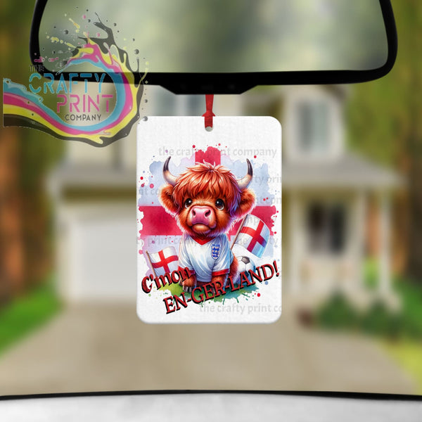 Cmon En-ger-land Football Highland Cow Car Air Freshener