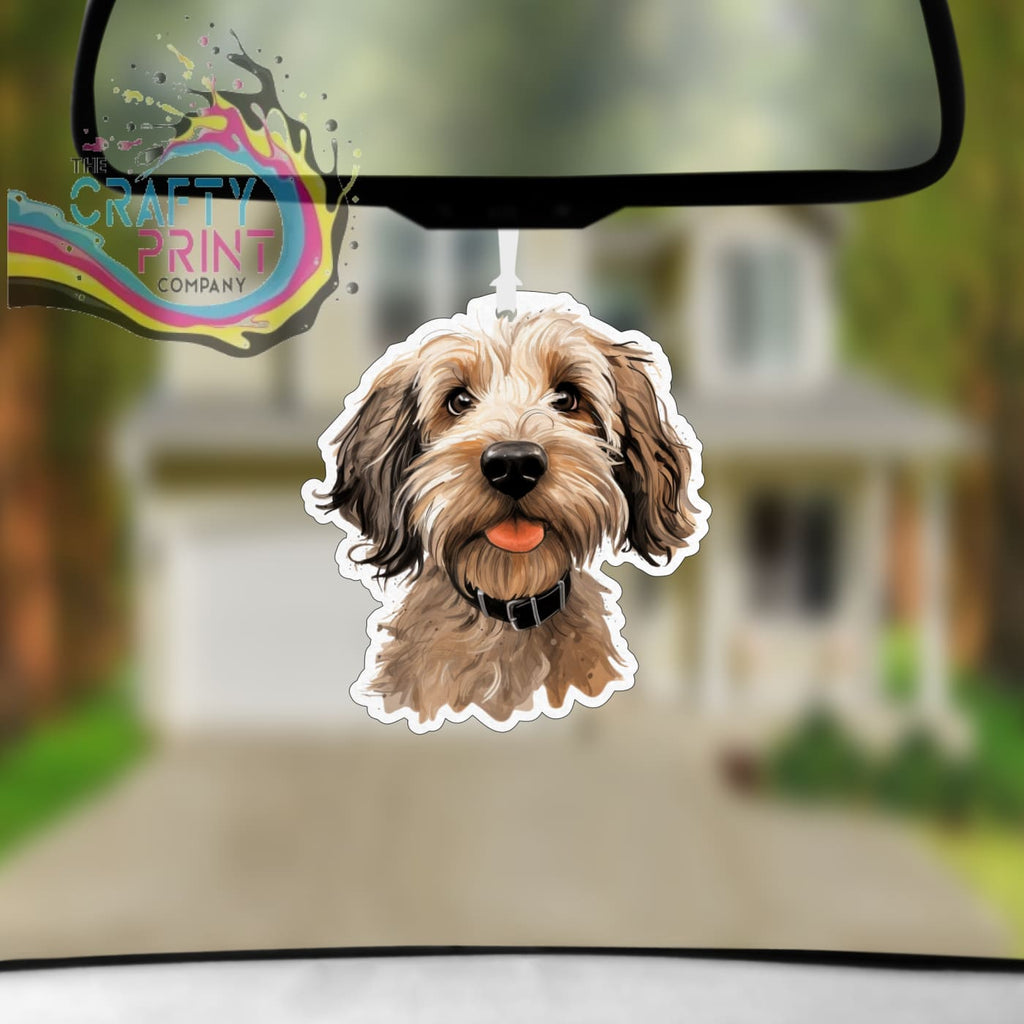 Cockapoo Head Car Air Freshener with Fragrance Bottle