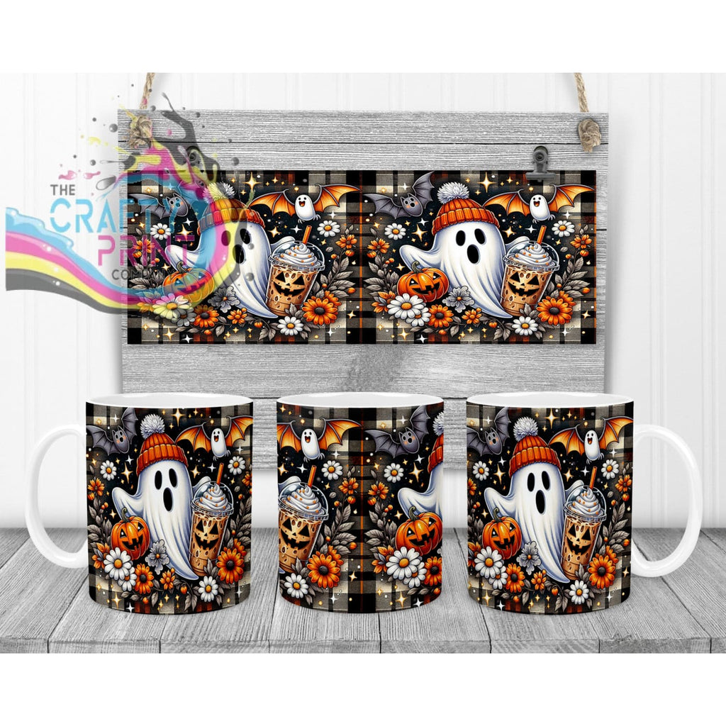 Cute Ghost Pumpkin Mug - 11oz Ceramic / White Handle &