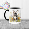 Dark French Bulldog Flowers Mug - 11oz Ceramic / Black