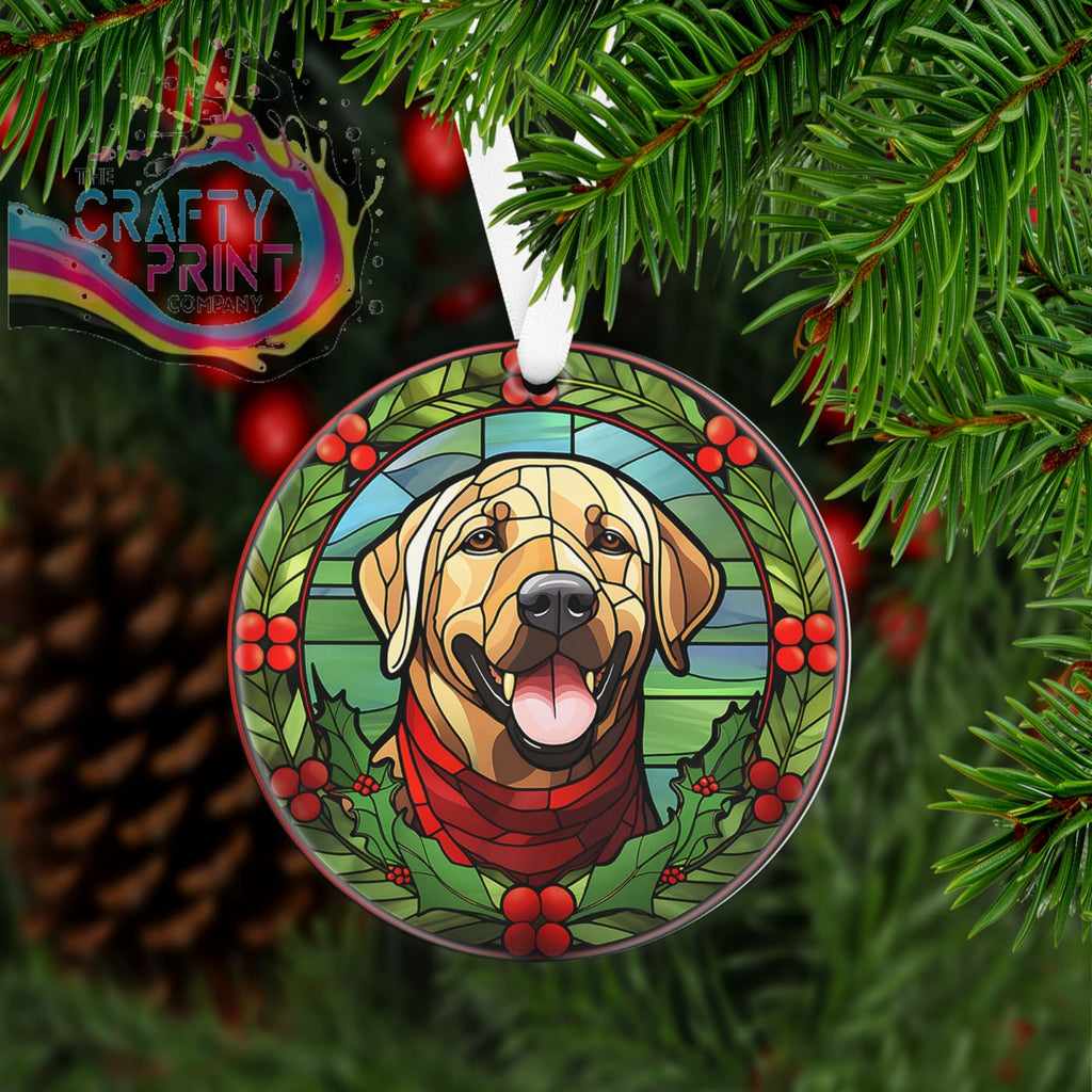 Dog Christmas Acrylic Bauble Stained Glass Look - Labrador