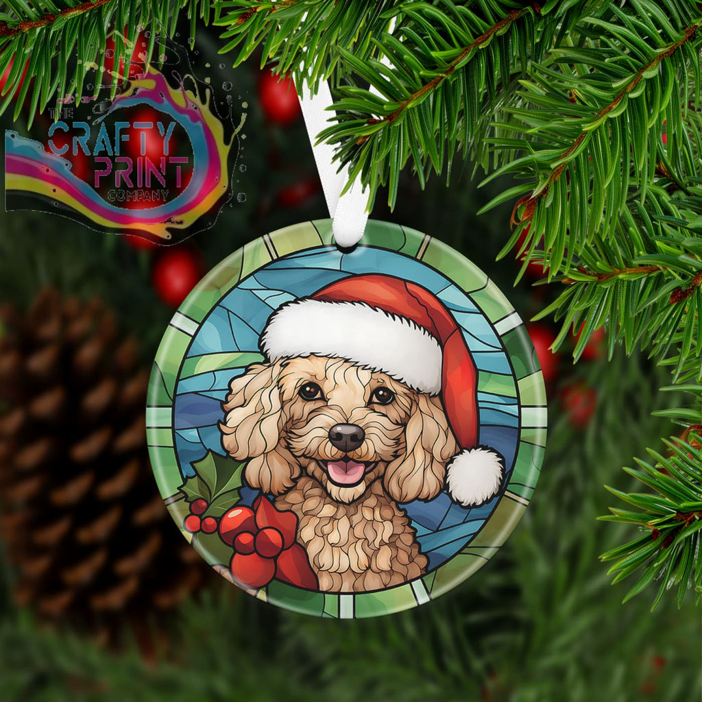 Dog Christmas Acrylic Bauble Stained Glass Look - Poodle