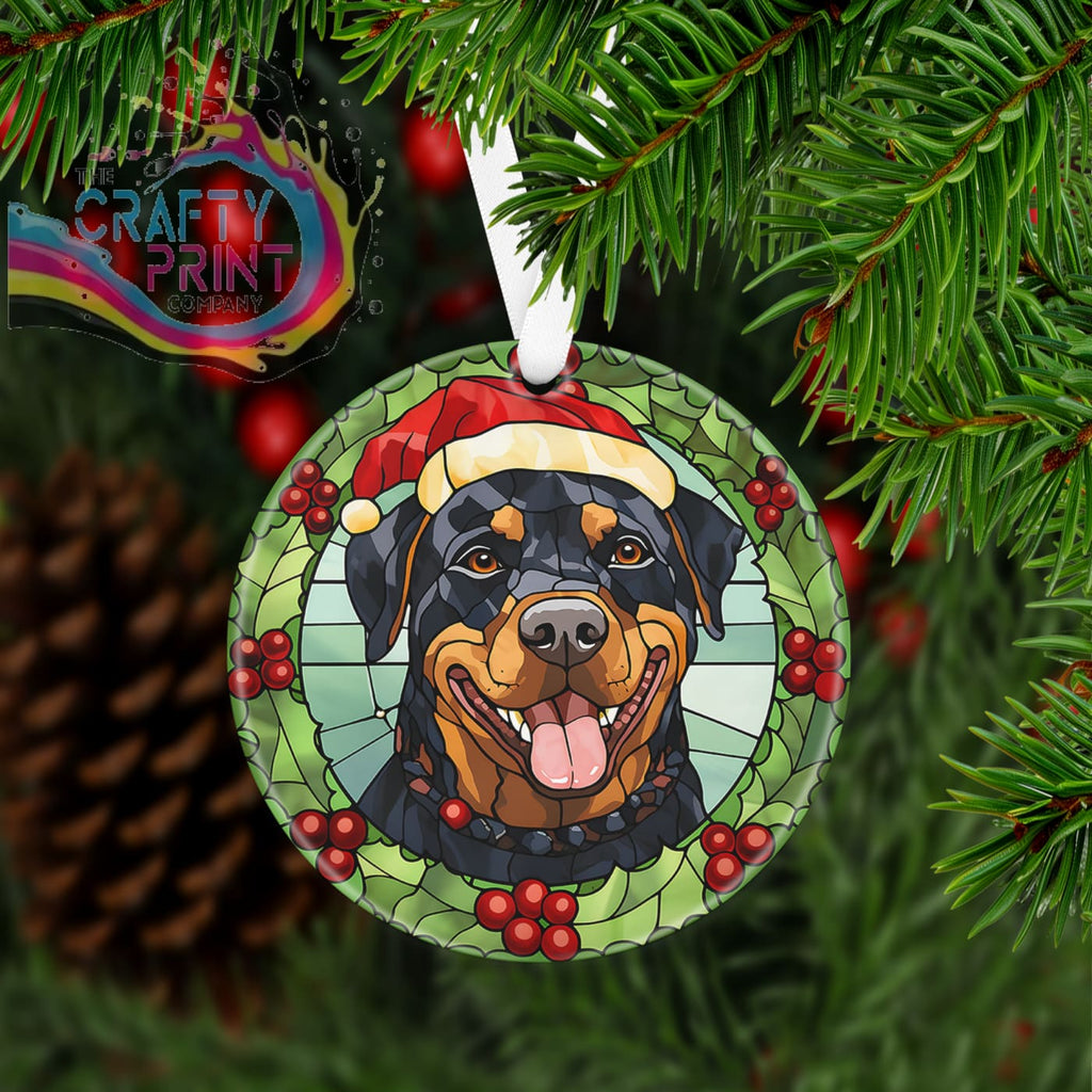 Dog Christmas Acrylic Bauble Stained Glass Look