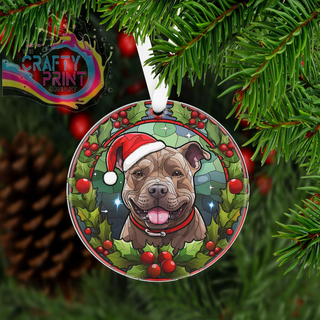 Dog Christmas Acrylic Bauble Stained Glass Look