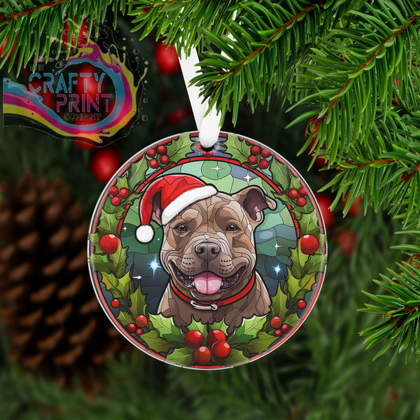 Dog Christmas Acrylic Bauble Stained Glass Look