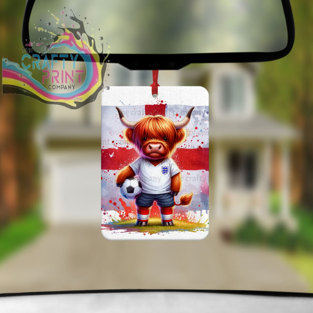 England Football Highland Cow Car Air Freshener - Vehicle