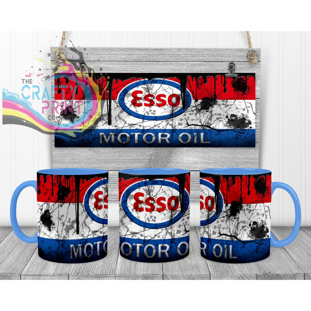 Esso Motor Oil Dirty Mug - Blue Handle & Inner - Mugs