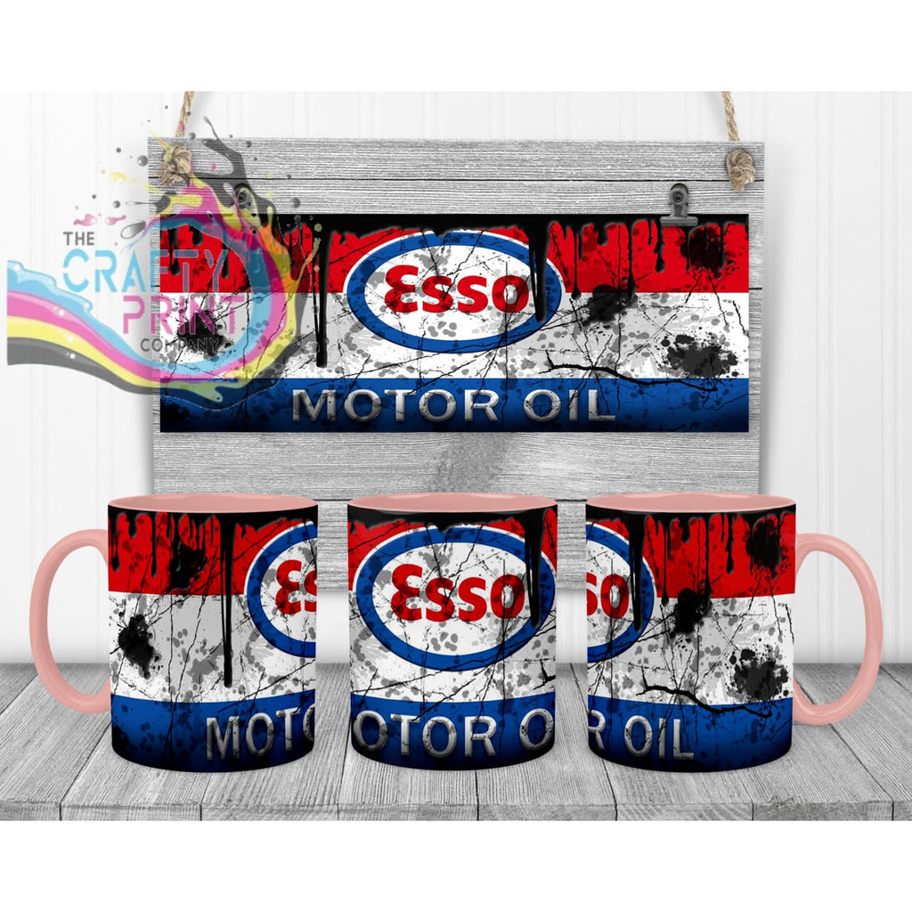 Esso Motor Oil Dirty Mug - Pink Handle & Inner - Mugs