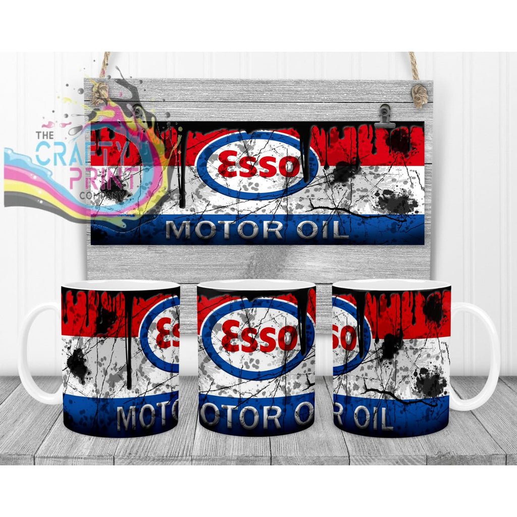 Esso Motor Oil Dirty Mug - White Handle & Inner - Mugs