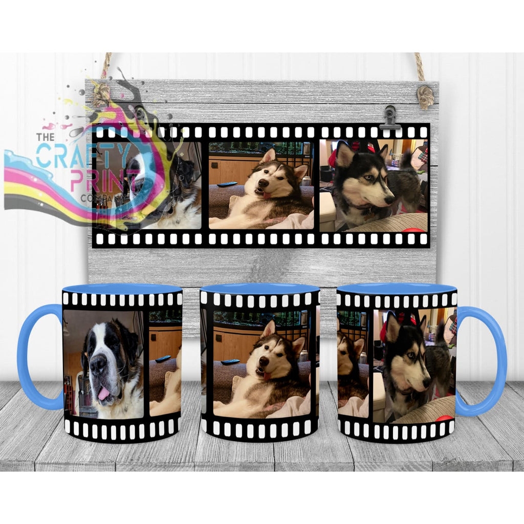 Film Strip Photo Mug - Blue Handle & Inner - Mugs