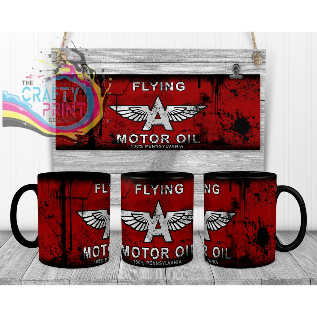 Flying Motor Oil Dirty Mug - Black Handle & Inner - Mugs