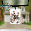 French Bulldog Pastel Flowers Car Air Freshener - Vehicle