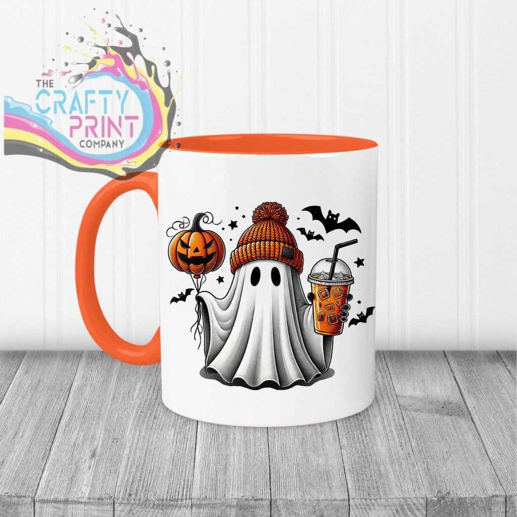 Ghost Pumpkin Halloween Mug - 11oz Ceramic / Orange Handle