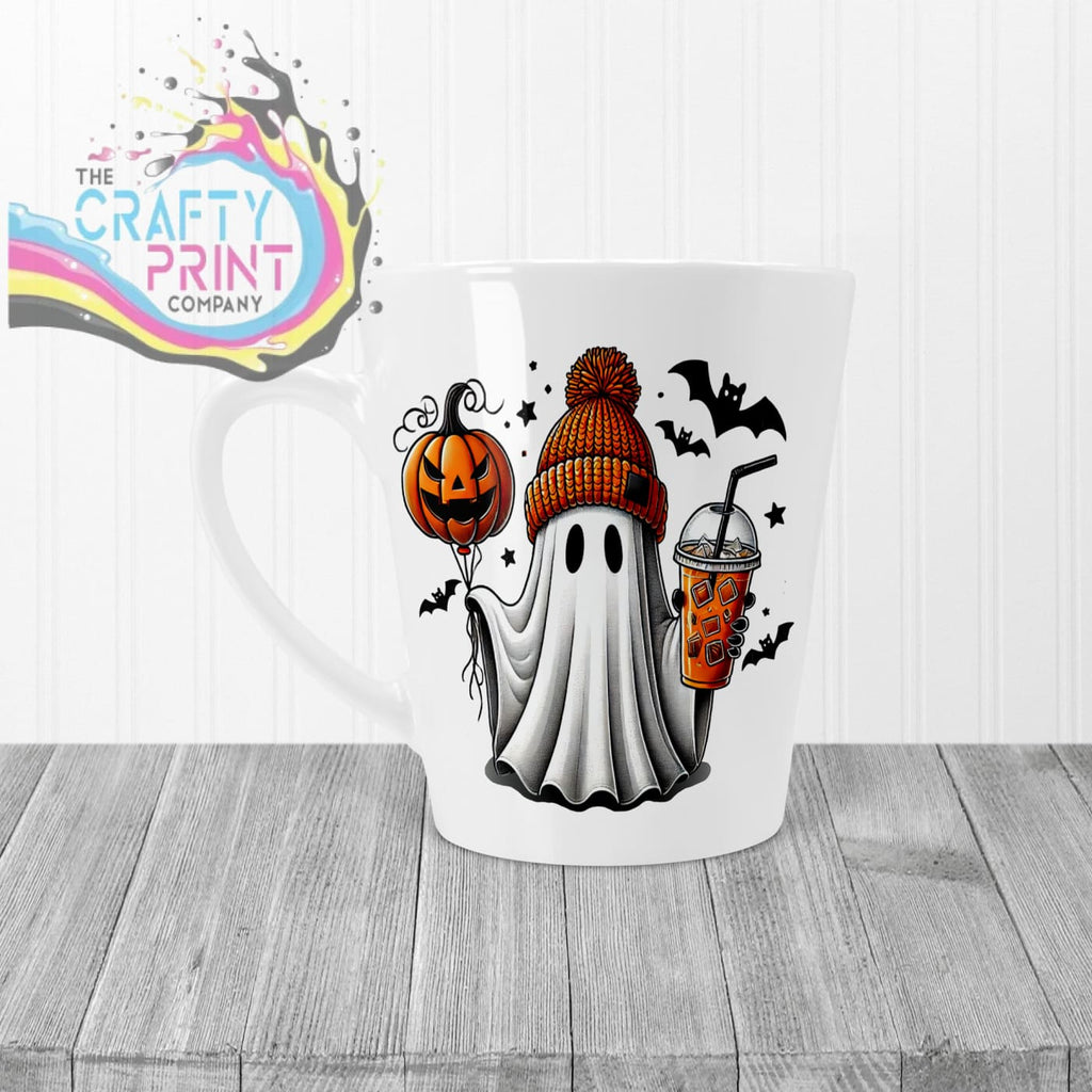 Ghost Pumpkin Halloween Mug - 12oz Latte / White Handle &