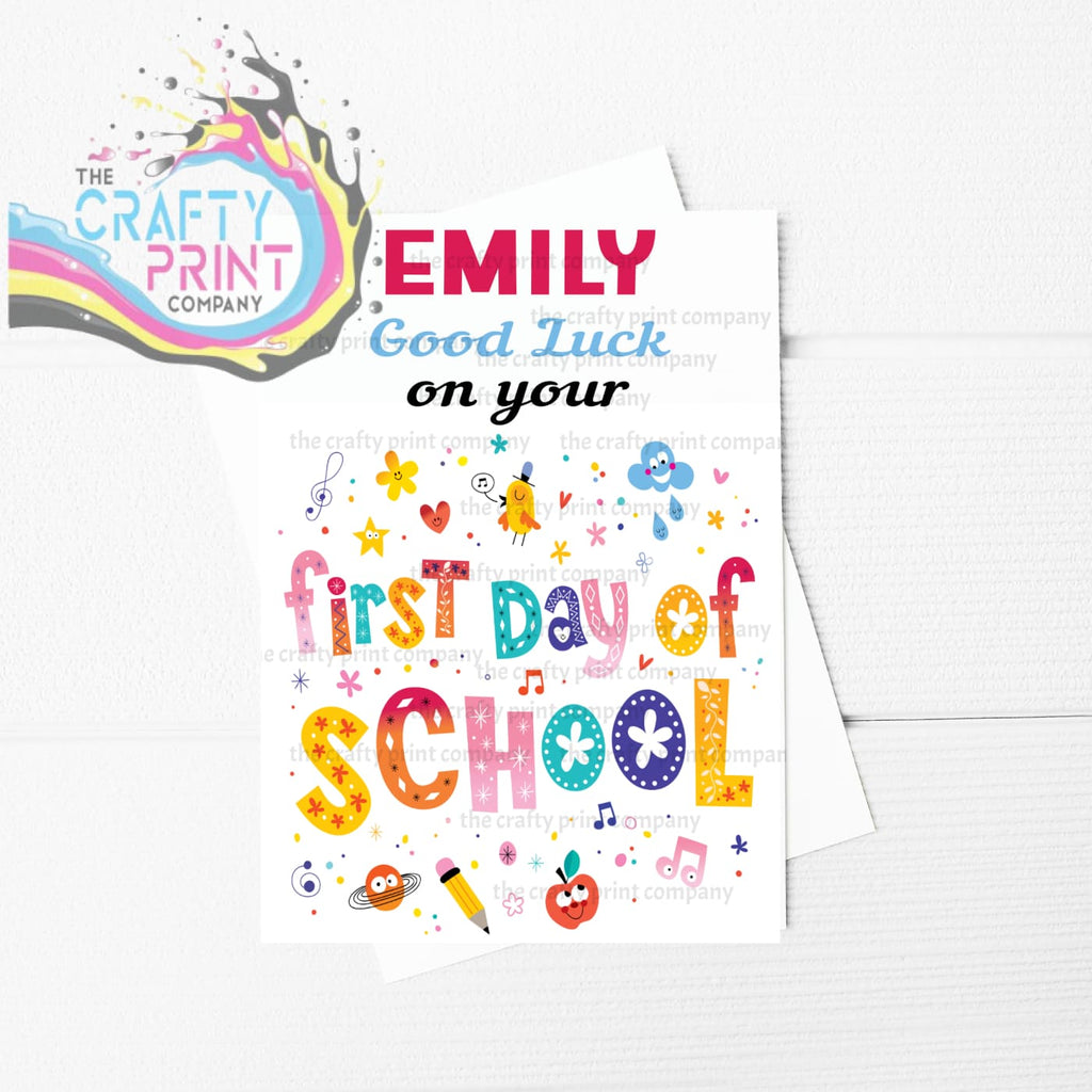 Good Luck on your First Day of School Music Apple A5 Card