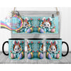 Happy Easter 3D Blue Design Rabbit Mug - Black Handle &