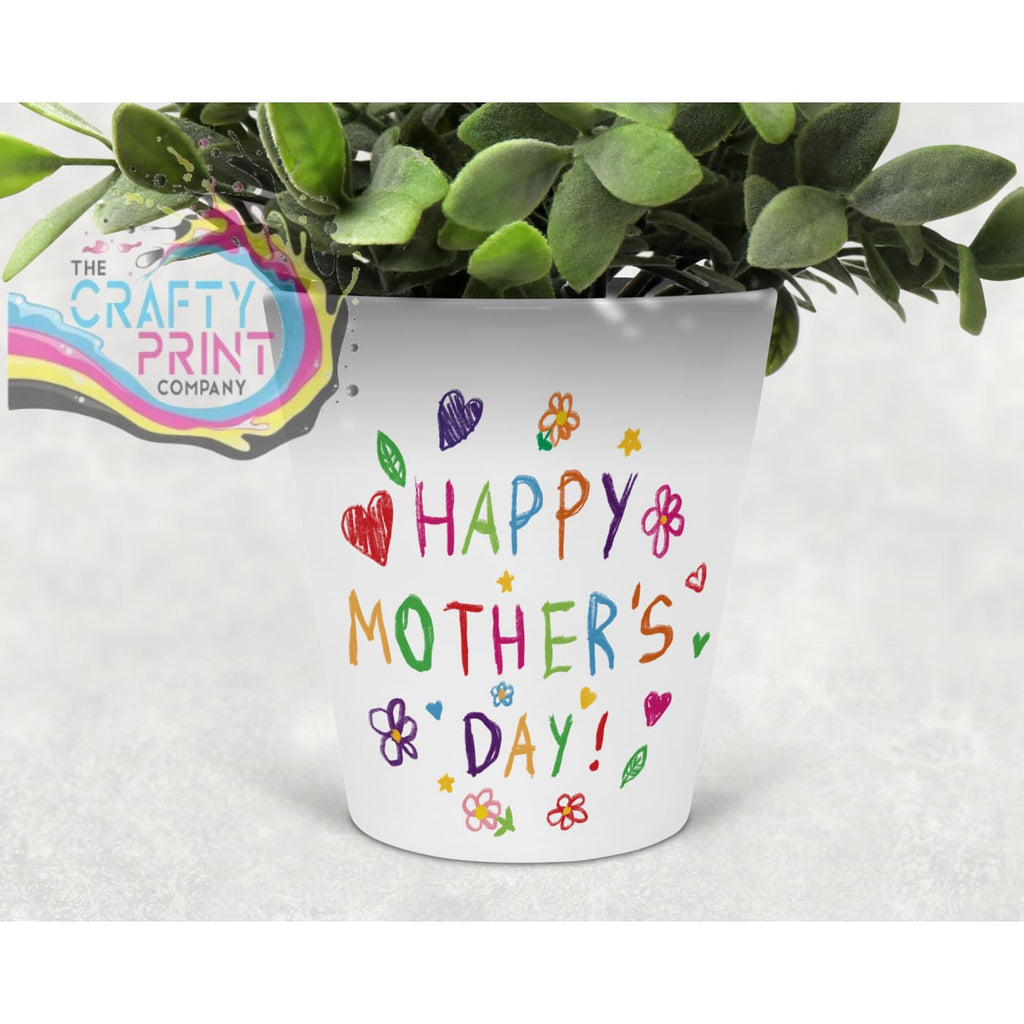 Happy Mother’s Day Child Drawing Plant Pot - Home & Garden