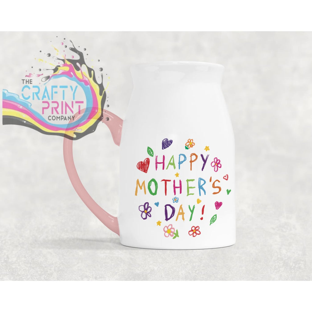 Happy Mother’s Day Childs Drawing Milk Jug / Vase - Home &