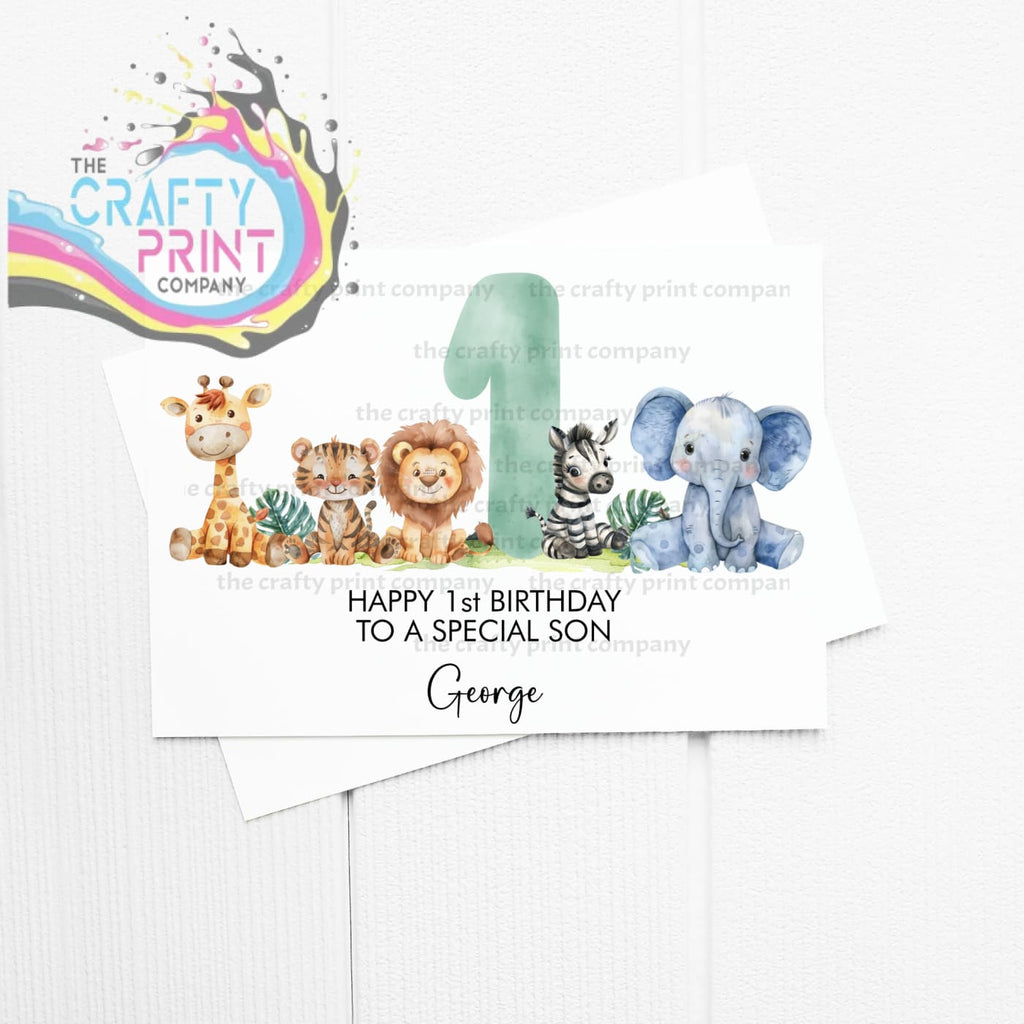 Happy Number Birthday Safari Animals Personalised A5 Card