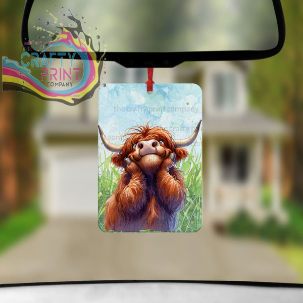 Highland Cow Funny Face Car Air Freshener with Fragrance