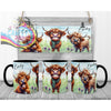 Highland Cow Funny Faces Mug - Black Handle & Inner - Mugs