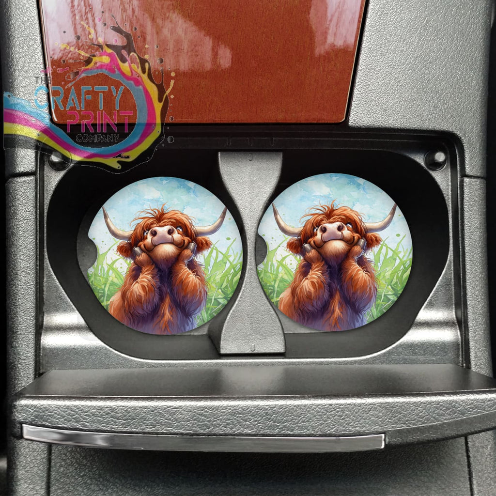 Highland Cow Oh My Car Cup Holder Coasters