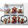 Highland Cow V2 Funny Faces Mug - Black Handle & Inner