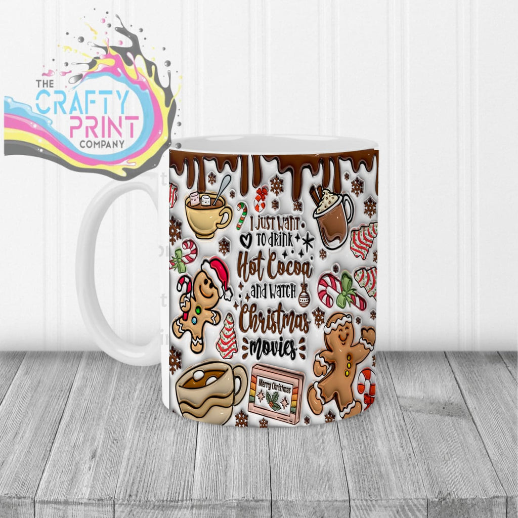 I just want to drink Hot Cocoa Inflated Mug - White Handle