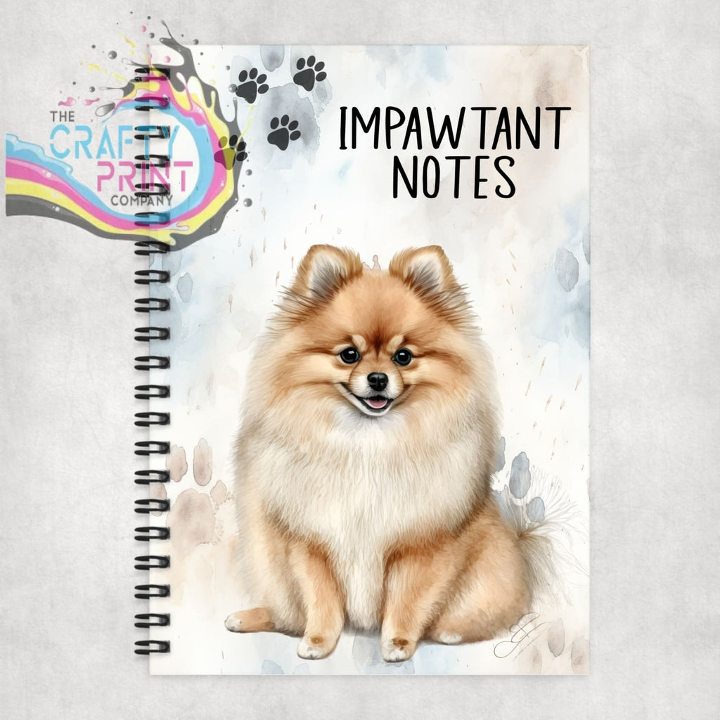 Impawtant Notes Pomeranian Notebook - Notebooks & Notepads