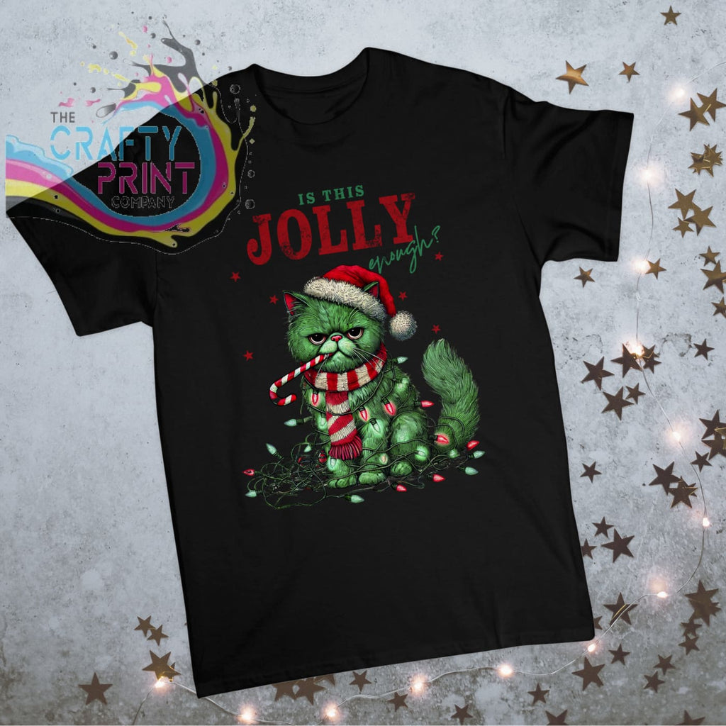 Is this Jolly Enough Cat Christmas T-shirt - Black - Shirts