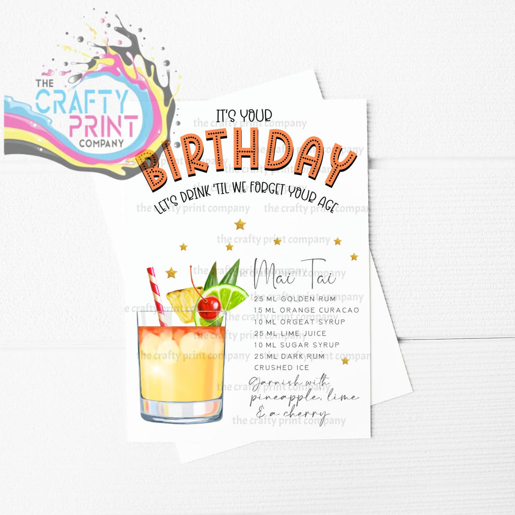 It’s Your Birthday Mai Tai Cocktail Recipe A5 Card