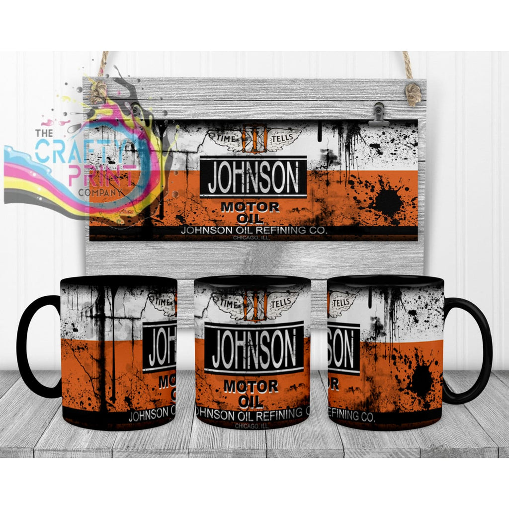 Johnson Motor Oil Dirty Mug - Black Handle & Inner - Mugs